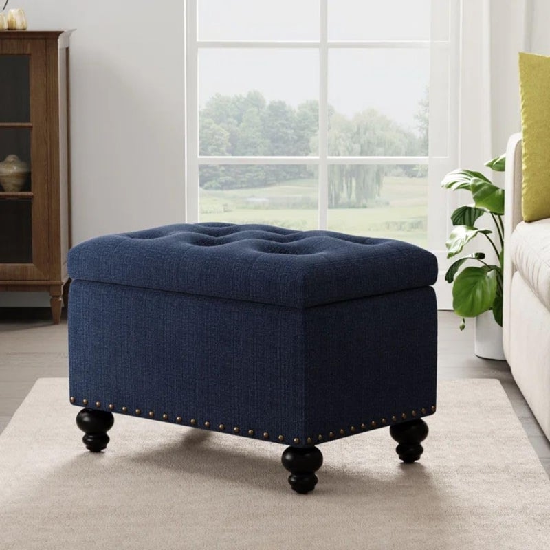 Comfynest Modern Storage Ottoman - Dark Blue - Image 1