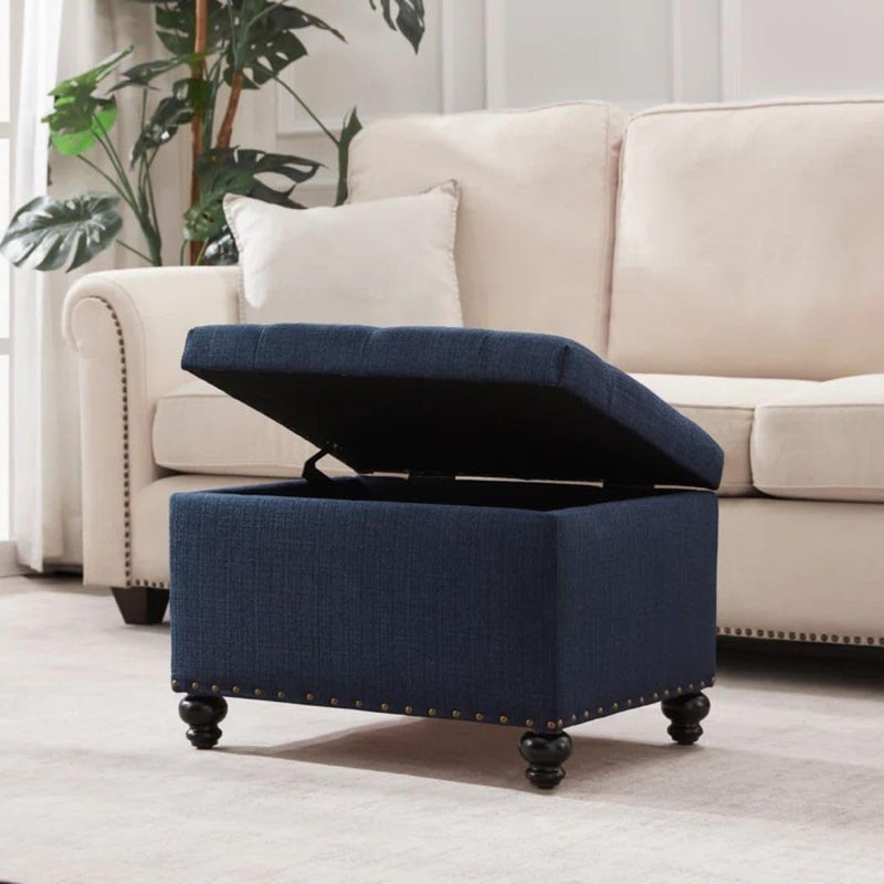 Comfynest Modern Storage Ottoman - Dark Blue - Image 2