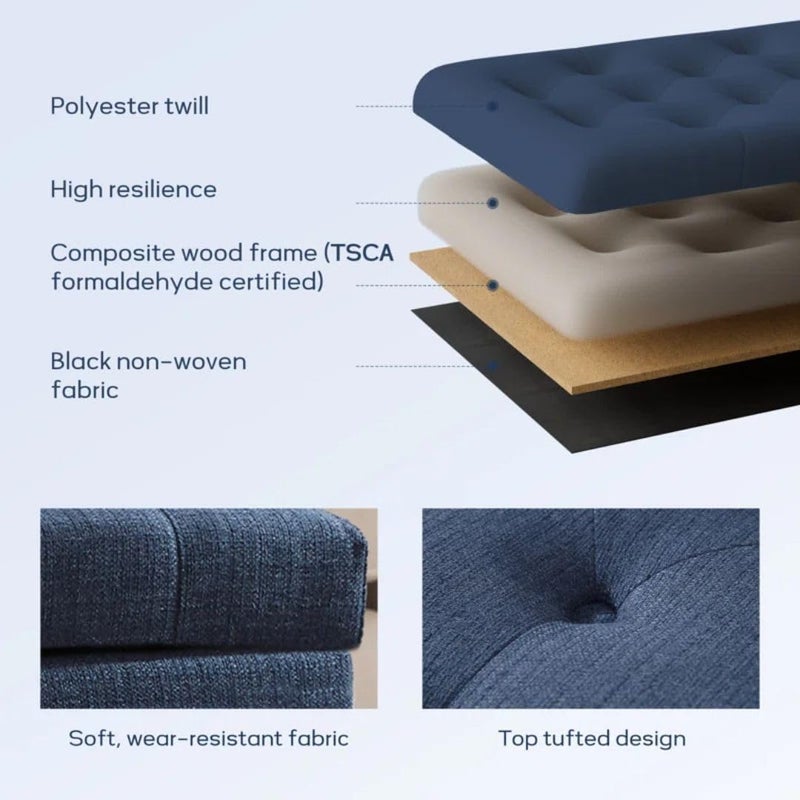 Comfynest Modern Storage Ottoman - Dark Blue - Image 5