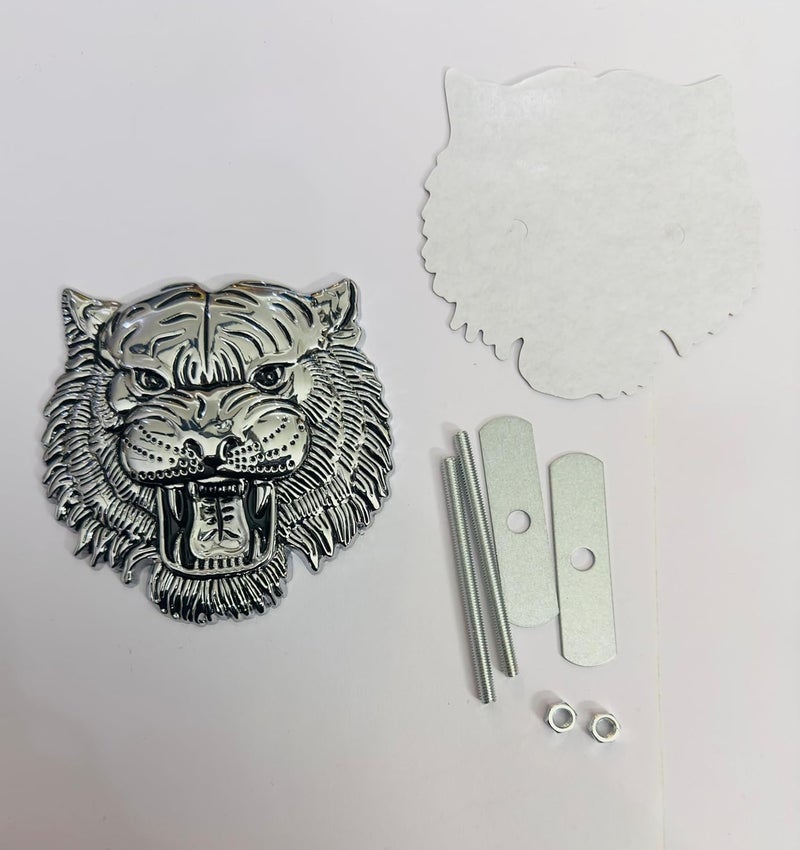 AUTO MT Car Bike Laptop Metal Logo Car Emblem & Grill Met.al Lo.go for Carr 3D Badge Auto Racing Universal Sport Sticker Grand Tourer Decal. (Big, Chrome Lion Grill Logo) - Image 2