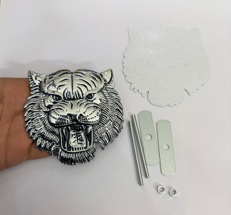 AUTO MT Car Bike Laptop Metal Logo Car Emblem & Grill Met.al Lo.go for Carr 3D Badge Auto Racing Universal Sport Sticker Grand Tourer Decal. (Big, Chrome Lion Grill Logo) - Image 3