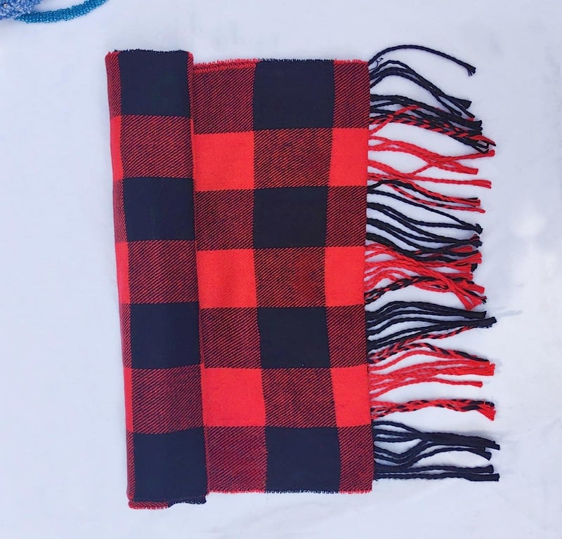 Wander Agio Winter Kids Scarf Warm Womens Shawls Girl Scarves Parent-child Scarf Girls Plaid Small Scarfs Red Black - Image 5