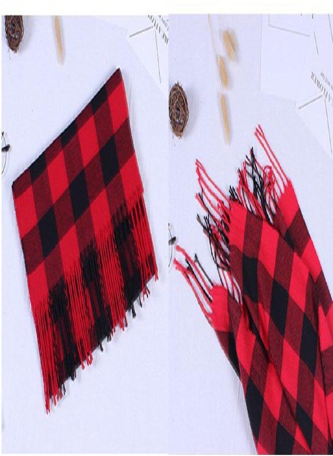 Wander Agio Wander Agio Winter Kids Scarf Warm Womens Shawls Girl Scarves Parent-child Scarf Girls Plaid Small Scarfs Red Black  - Image 2