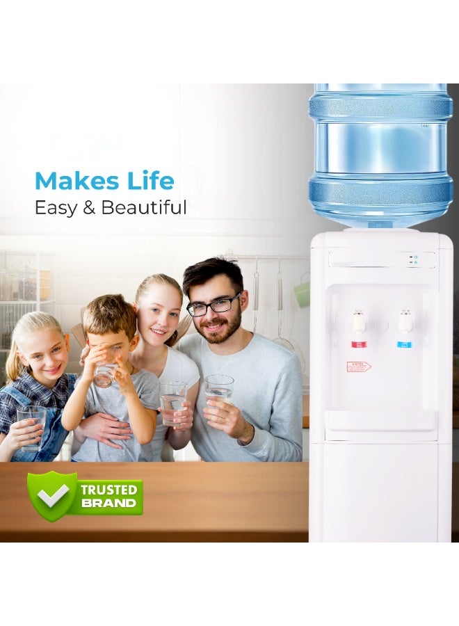 ايرس موزع مياه ساخن وبارد بتحميل علوي - نظام تبريد ضاغط، خزانات مياه ساخنة وباردة من الفولاذ المقاوم للصدأ، تصميم بثلاث صنابير (ساخن/عادي/بارد)، موفر للطاقة، 220-240 فولت ~ 50/60 هرتز، قفل أمان للأطفال - مثالي للاستخدام المنزلي والمكتبي - Image 2