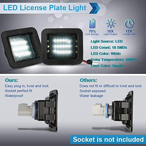 MbuyDIY LED License Plate Light Lamp Assembly Compatible with 2015-2020 F150 17-20 Raptor Smoke Lens 6000K White, Pack of 2 - Image 4