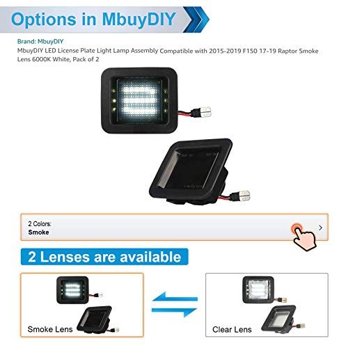 MbuyDIY LED License Plate Light Lamp Assembly Compatible with 2015-2020 F150 17-20 Raptor Smoke Lens 6000K White, Pack of 2 - Image 2