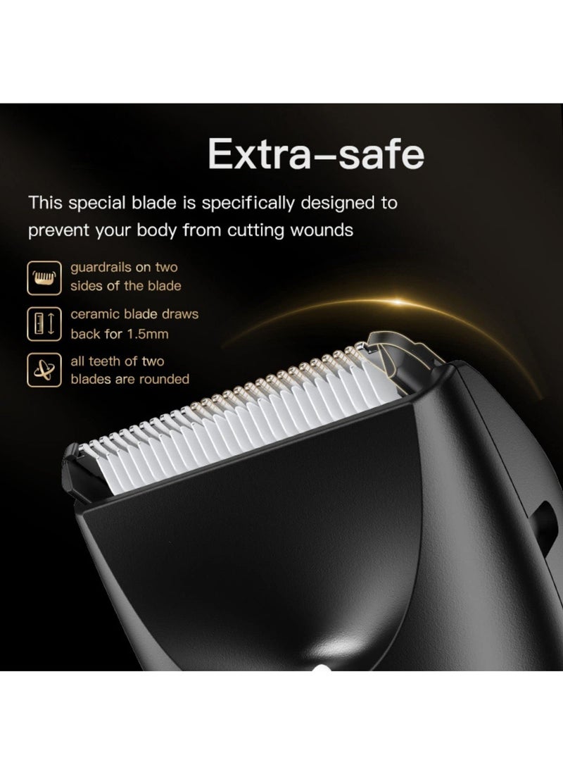 SYOSI Electric Hair Clippers for Men, Waterproof Pubic Hair Trimmer with LED Display, Cordless Groin Body Hair Trimmer Kit, Professional Body Groomer and Beard Shaver with USB Recharge Dock(Black)  - Image 5