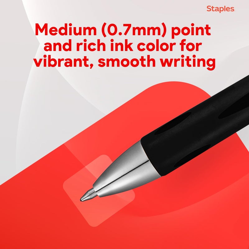 STAPLES Retractable Gel Pens, Medium Point 0.7mm, Black Ink, 12 Pack â€“ Sonix Crispâ€‘Line Gel Pens with Pocket Clip - Image 5