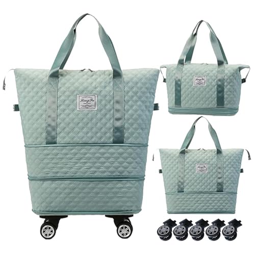DOJUNS Rolling Duffle Bag with Wheels, Expandable Foldable Duffle Bag, Detachable Rolling Carry-On Luggage,Wheeled Travel Suitcase,Gift for Wife and Parents(Blue) - Image 1