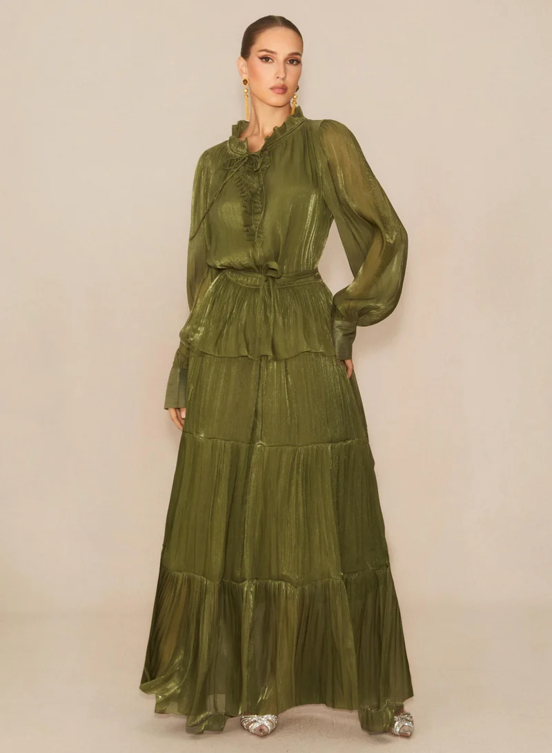 سنفير Gorgeous Darling Green Ruffle Tiered Maxi Dress
