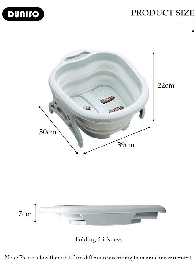 DUNISO Collapsible Foot Bath Basin, Portable Foot Soak Tub with Massaging Rollers, Folding Foot Tub for Soaking Feet, Pedicure Foot Spa Bucket for Relieving Fatigue And Body Stress, Multifunctional Bucket for Travel - Image 4