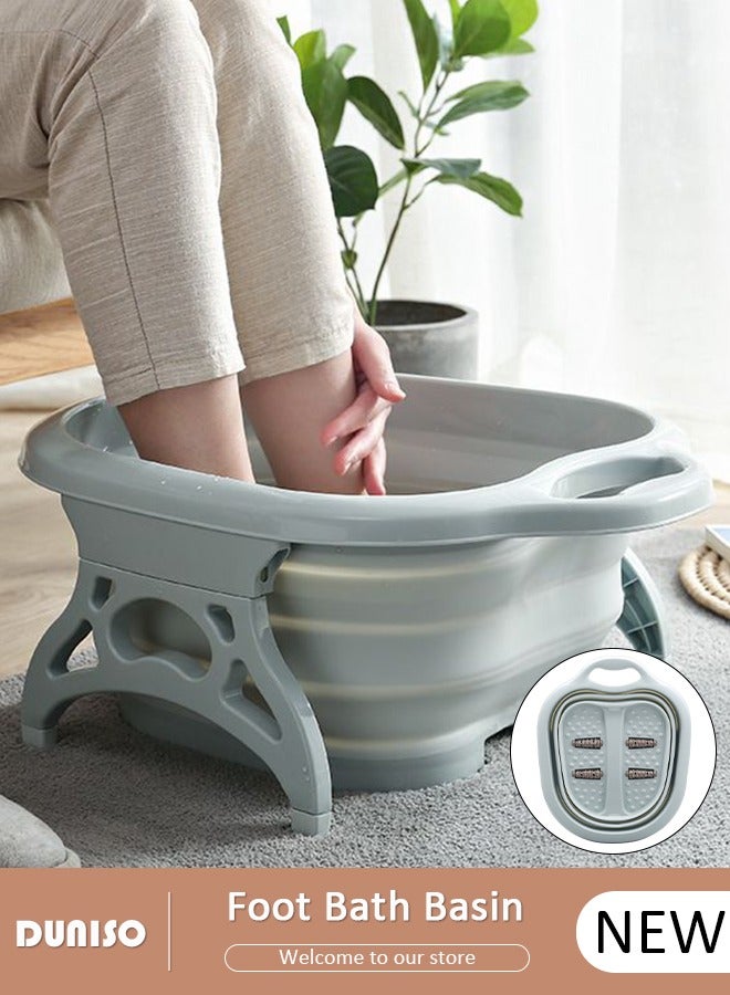 DUNISO Collapsible Foot Bath Basin, Portable Foot Soak Tub with Massaging Rollers, Folding Foot Tub for Soaking Feet, Pedicure Foot Spa Bucket for Relieving Fatigue And Body Stress, Multifunctional Bucket for Travel - Image 1