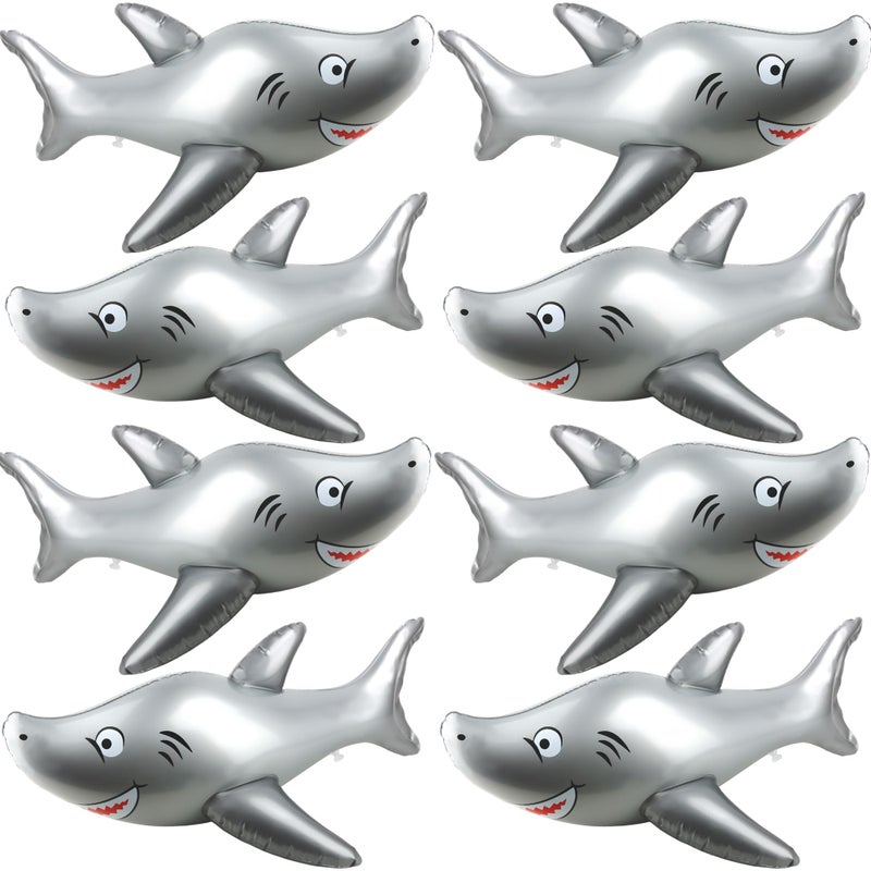 Feradny 8 Pcs 40 Inch Inflatable Animals Shark Large Blow Up Shark PVC Inflatable Shark Float Pool Toy for Under The Sea Theme Party Ocean Marine Beach Decor - Image 2