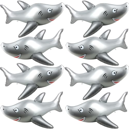 Feradny 8 Pcs 40 Inch Inflatable Animals Shark Large Blow Up Shark PVC Inflatable Shark Float Pool Toy for Under The Sea Theme Party Ocean Marine Beach Decor - Image 1