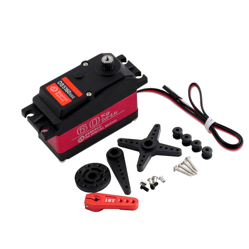 Wishiot DS5160SSG 60kg Servo RC Digital Servo DC684V Metal Gear Large Torque High Speed IP67 Waterproof Servo 270 Degree with 18T Aluminum Servo Arm for Crawler Baja Cars Robotics DIY Projects - Image 4