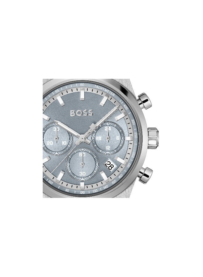 HUGO BOSS ساعة هوجو بوس مستديرة كرونوغراف للرجال بلون أزرق جليدي - 1514219 - Image 4