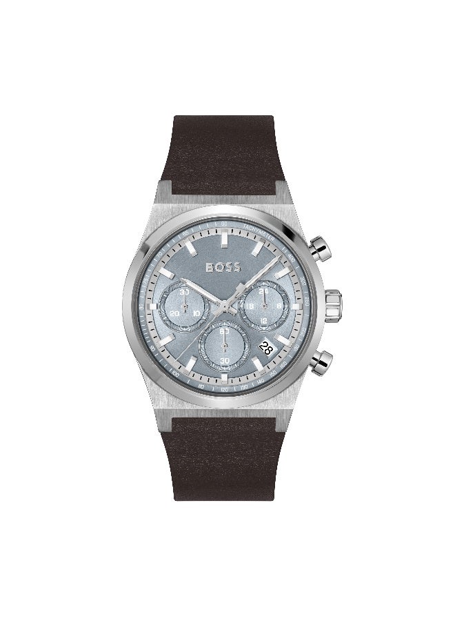 HUGO BOSS ساعة هوجو بوس مستديرة كرونوغراف للرجال بلون أزرق جليدي - 1514219 - Image 2