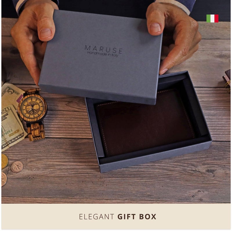 Maruse Italian Leather Passport Cover for Men and Women, Handmade in Italy, Navy Blue - Image 5