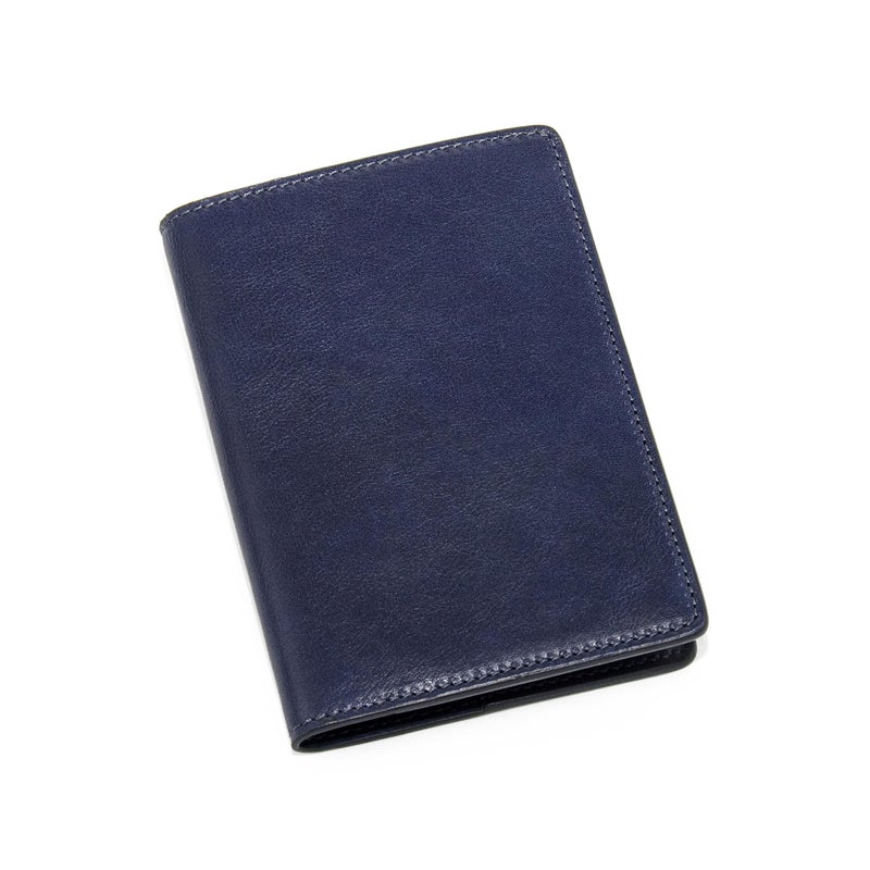 Maruse Italian Leather Passport Cover for Men and Women, Handmade in Italy, Navy Blue - Image 1