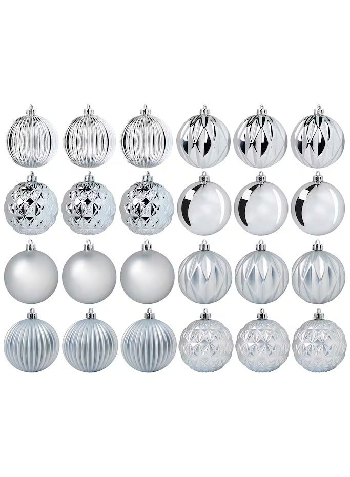 VINTERFINT Decoration, bauble, silver-colour, 8 cm 24 pack - Image 1