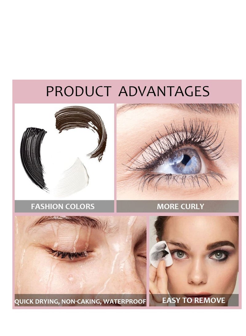 Excefore Wine Colored Mascara for Eyelashes Set, Black White Brown Mascara, Colorful Waterproof Eyelashes, Long lasting Charming Voluminous Mascara, for Eyelashes Eye Makeup - Image 4