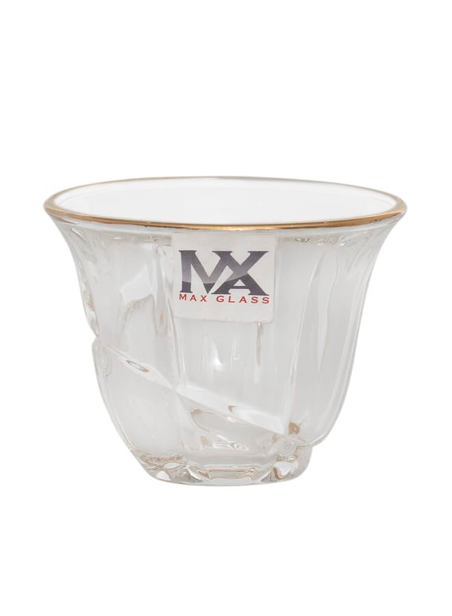 ماكس طقم فناجين قهوة زجاج ماكس، 6 قطع، بخط ذهبي - شفاف - Image 3