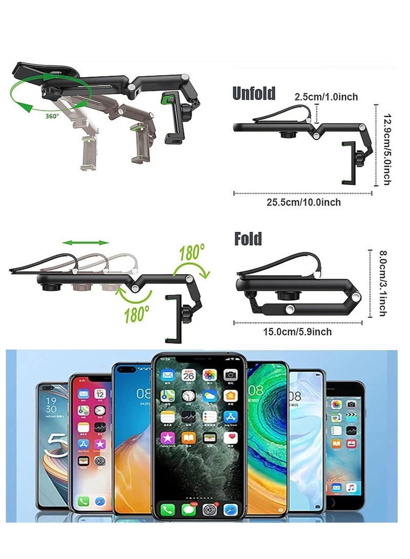 Sun Visor Car Phone Holder Mount Multifunctional Cell Phone Stand Universal Adjustable Arm Cradles Car Holder Mount Phone Car Clip Mount for Sun Visor Rearview Mirror Steering Wheel (Green) - Image 4