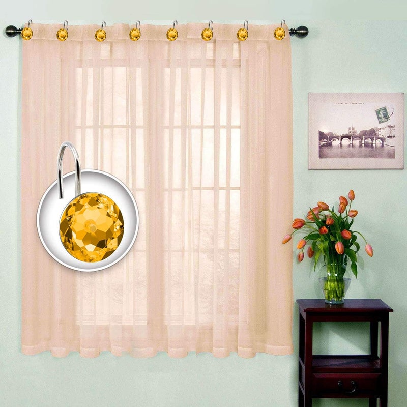 BEAVO Acrylic Fashion Decorative Home Rolling Shower Curtain Hooks Rhinestones Bathroom Bath Baby Room Bedroom Living Room Decor Set of 12 Rings (Gold) - Image 5