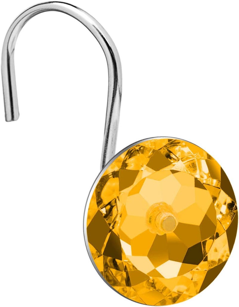 BEAVO Acrylic Fashion Decorative Home Rolling Shower Curtain Hooks Rhinestones Bathroom Bath Baby Room Bedroom Living Room Decor Set of 12 Rings (Gold) - Image 2
