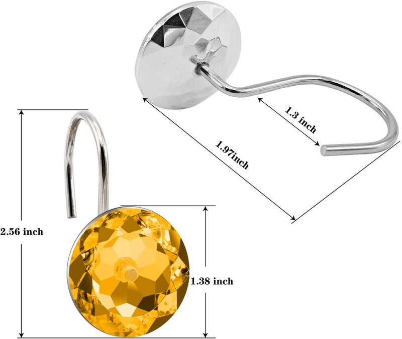 BEAVO Acrylic Fashion Decorative Home Rolling Shower Curtain Hooks Rhinestones Bathroom Bath Baby Room Bedroom Living Room Decor Set of 12 Rings (Gold) - Image 3
