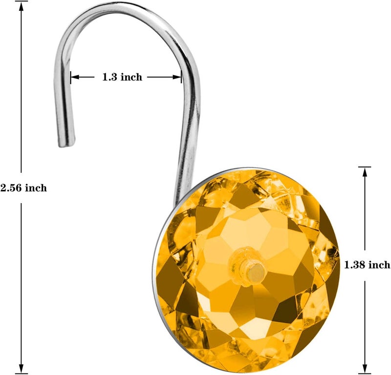 BEAVO Acrylic Fashion Decorative Home Rolling Shower Curtain Hooks Rhinestones Bathroom Bath Baby Room Bedroom Living Room Decor Set of 12 Rings (Gold) - Image 4