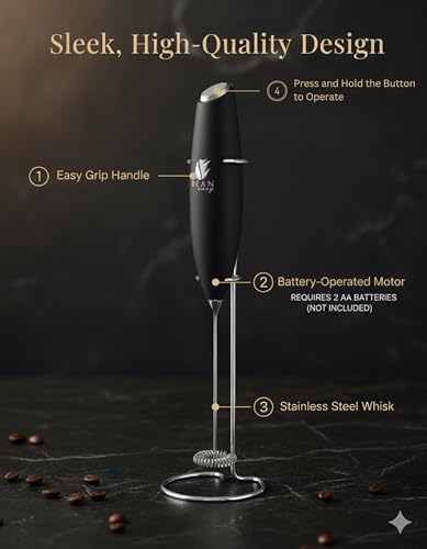 Bean Envy Milk Frother Handheld for Coffee - Mini Drink Mixer Whisk & Coffee Foamer Wand with Stand for Lattes, Cappuccino, Matcha and Hot Chocolate - Kitchen Gifts - Black - Image 4