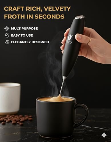 Bean Envy Milk Frother Handheld for Coffee - Mini Drink Mixer Whisk & Coffee Foamer Wand with Stand for Lattes, Cappuccino, Matcha and Hot Chocolate - Kitchen Gifts - Black - Image 2