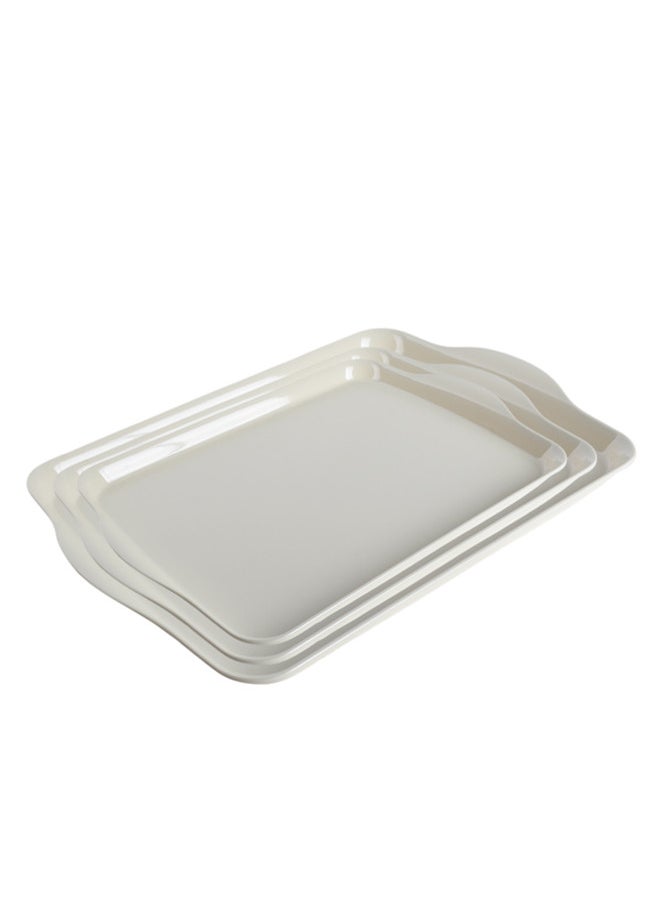Trust 3-Piece Melamine Serving Tray Set Small Size 35CM, Medium Size 38CM & Large Size 42CM Beige  - Image 1