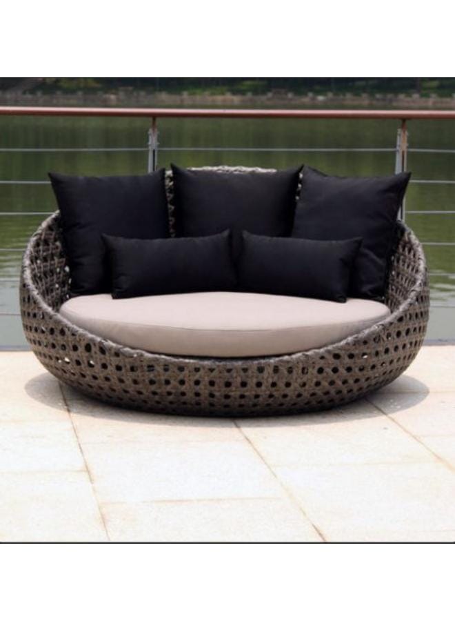 سامبا راتان أريكة رتان خارجية باللون الأسود – 120 سم مقعد مدمج وأنيق - Image 1