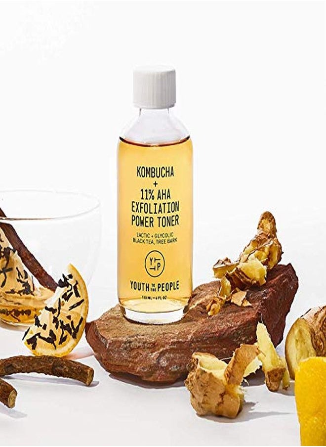 Youth To The People - Kombucha + 11% Aha Exfoliation Power Toner Vegan Glycolic Acid + Lactic Acid Facial Toner Minimize Appearance Of Pores For Smooth Texture Kombucha Skincare, Clean Beauty(4Oz) - Image 1