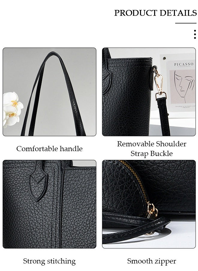 DUNISO 2Pcs Women's Fashion Wallet Shoulder Tote Bag Faux Leather Handbag Purse Set For Women Large Capacity Tote Bag Fashionable Travel Messenger Shoulder Bag For Ladies - Image 3