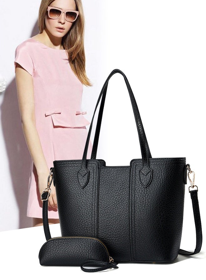 DUNISO 2Pcs Women's Fashion Wallet Shoulder Tote Bag Faux Leather Handbag Purse Set For Women Large Capacity Tote Bag Fashionable Travel Messenger Shoulder Bag For Ladies - Image 4