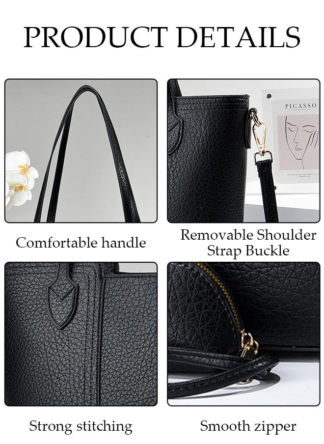 DUNISO 2Pcs Women's Fashion Wallet Shoulder Tote Bag Faux Leather Handbag Purse Set For Women Large Capacity Tote Bag Fashionable Travel Messenger Shoulder Bag For Ladies  - Image 2