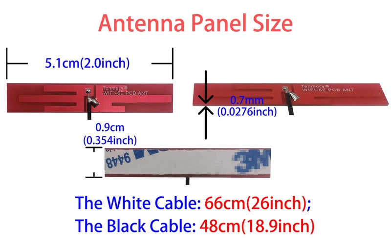 Tenmory WiFi 6E Antenna IPX MHF4 Tri-Band 6GHz 5GHz 2.4GHz Internal Laptop Wi-Fi Antennas for AX200 AX210 1675X M.2 NGFF Card - Image 2