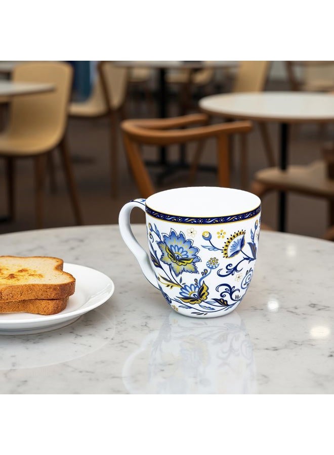 LanHong Cute Coffee Mug Bone China Mug - 16 oz Coffee Tea Cup with Floral Pattern - Birthday Christmas Gifts for Women Men Friend (Blue) - Image 5