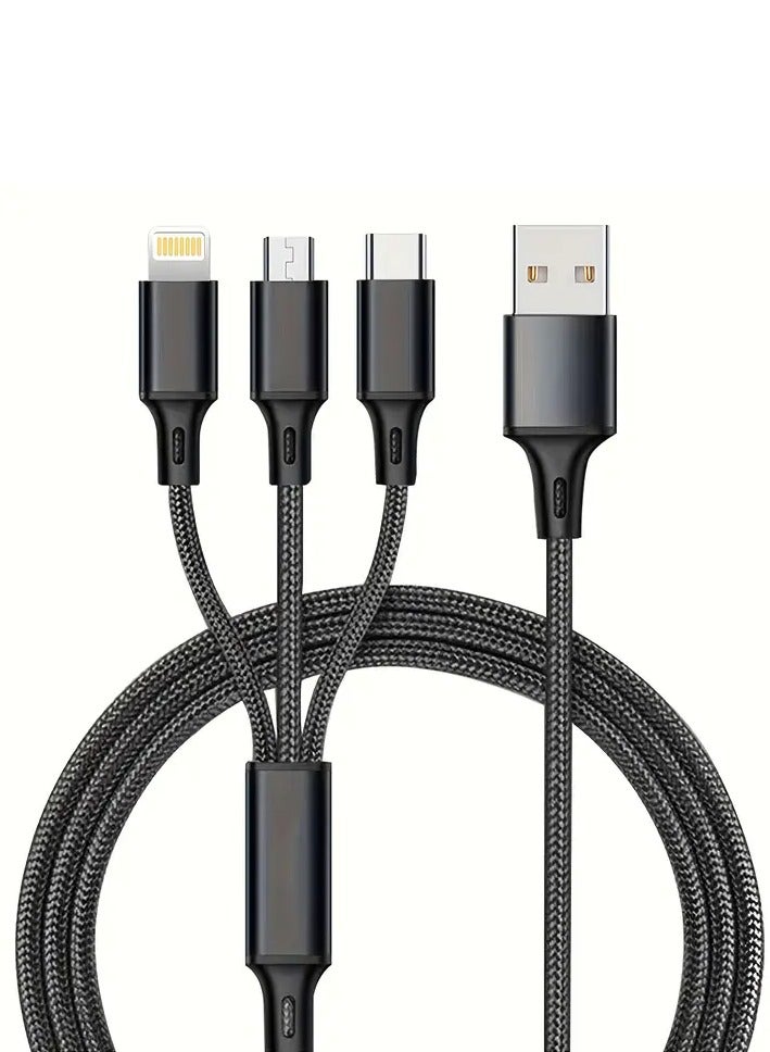 Festive Gallery 3 in 1 Charging Cable, Multi Charging Cable 1.2M Multi Charger Cable Fast Charging with Type-C, Micro USB and iPhone Port, Compatible with iPhone 14 13 Galaxy S20 S9 & Micro USB ( Blue ) - Image 5