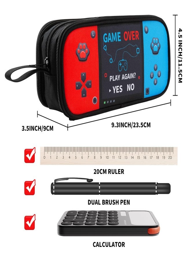 Easozoom Large Game Controller Pencil Case for Teen Boy Kid Capacity Pen Box Pouch Organizer Holder Bag with 3 Compartments & Zipper School College Office Supplies - Image 2