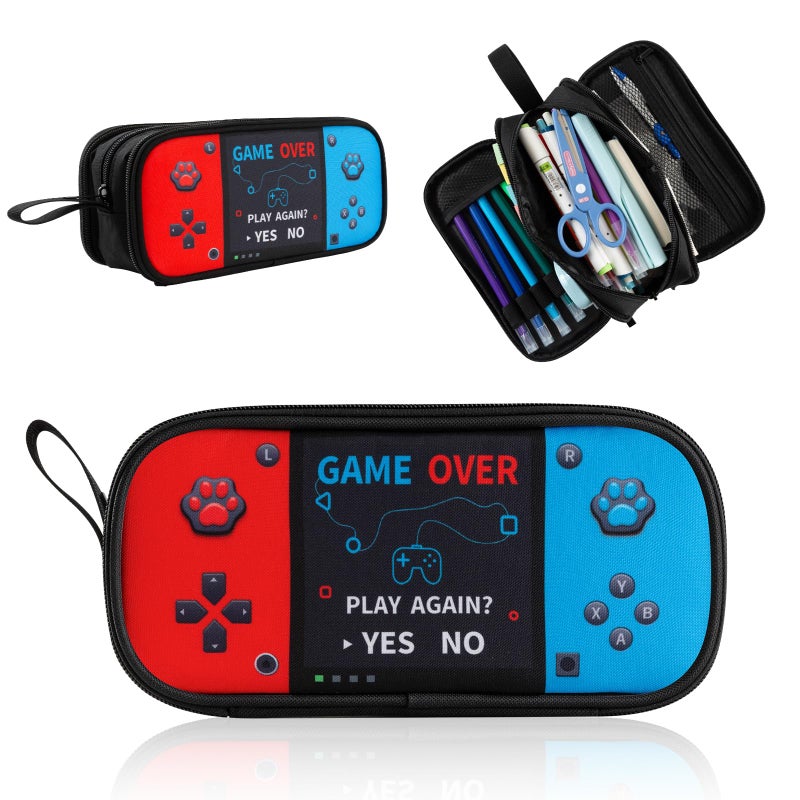Easozoom Large Game Controller Pencil Case for Teen Boy Kid Capacity Pen Box Pouch Organizer Holder Bag with 3 Compartments & Zipper School College Office Supplies - Image 1