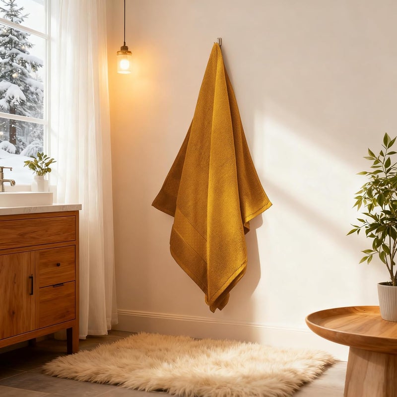 COZYART Gold Bath Towel Set 6 Piece, 2 Bath Towels 2 Hand Towels 2 Washcloths, Luxury 100% Turkish Cotton 650GSM Hotel Quality, Soft, Absorbent, Towel Sets for Bathroom - Image 3