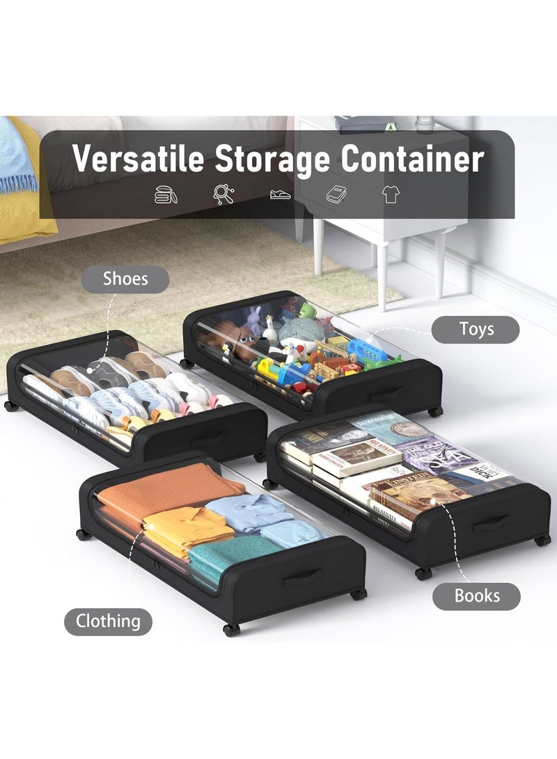 Under Bed Storage Containers, Shoe Storage with Wheels,Under Bed Storage Bins Drawer For Clothes, Blankets And Shoes, Bedding (1Pack Black) - Image 4