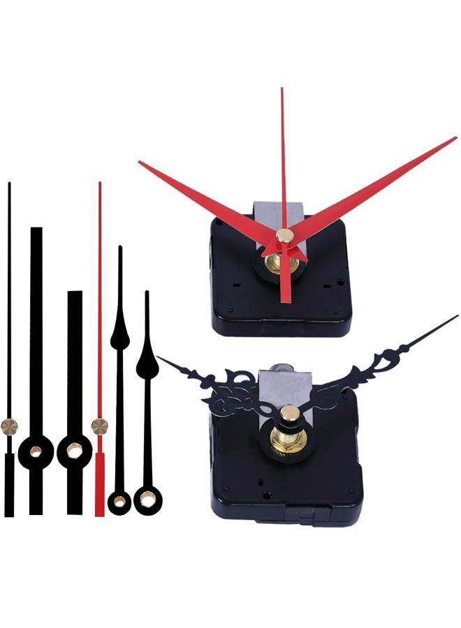 EMOON 2 Pack Wall Clock Movement Mechanism with 4 Pack Clock Hands, Silent Sweep Quartz Clock Motor Kit, for Clock Repair DIY Replacement, Custom Clock (Shaft Length 5/8 in) - Image 1