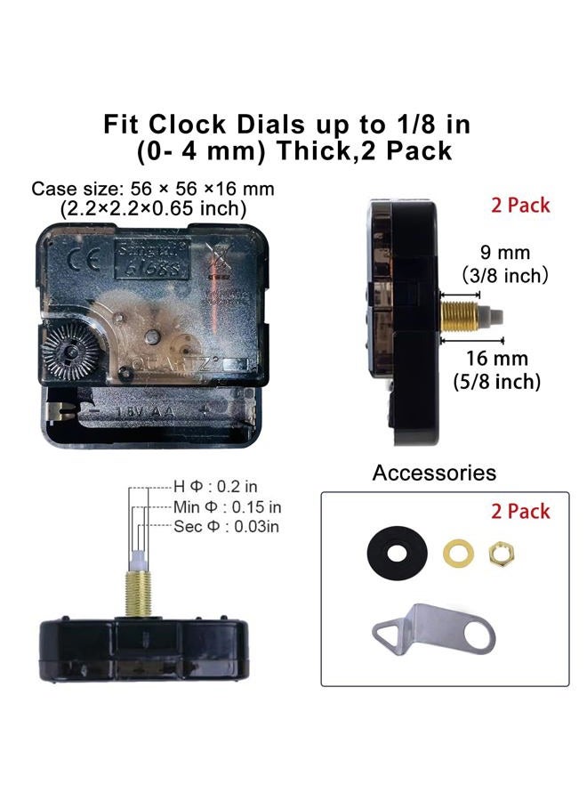 EMOON 2 Pack Wall Clock Movement Mechanism with 4 Pack Clock Hands, Silent Sweep Quartz Clock Motor Kit, for Clock Repair DIY Replacement, Custom Clock (Shaft Length 5/8 in) - Image 4