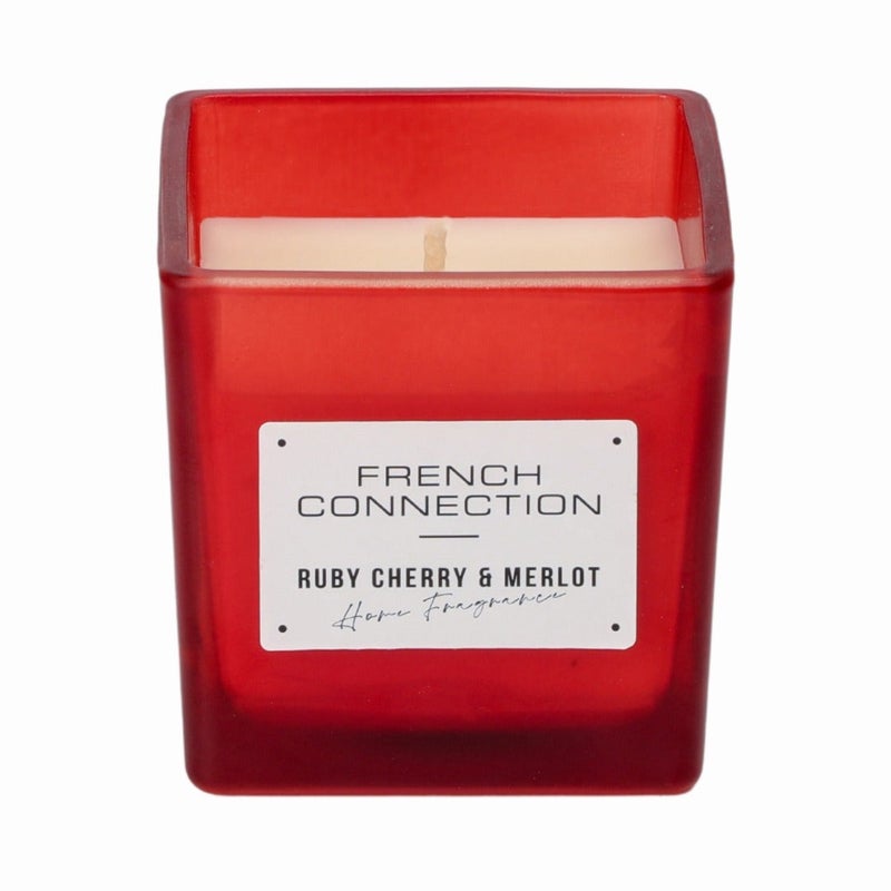 French Connection شمعة جرة معطرة بالكرز وميرلو - 200 جرام، شمع زبدة الشيا، فتيل واحد مع غطاء خشبي | مدة الاحتراق - 37 ساعة | مجموعة مربعة | مثالية للهدايا، ديكور المنزل، الحفلات وعطر الغرف | مثالية لديكور غرفة المعيشة والمكتب - Image 2