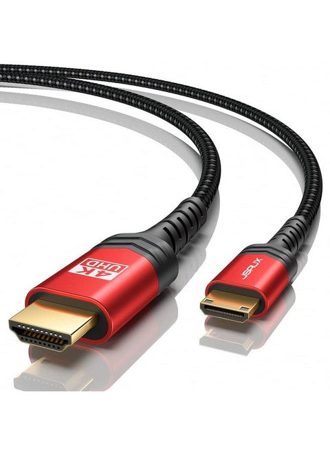 Mini Hdmi To Hdmi Cable 6Ft [Aluminum Shell Braided] High Speed 4K 60Hz Hdmi 2.0 Cord Compatible With Camera Camcorder Tablet And Graphics Video Card Laptop Raspberry Pi Zero W Red…